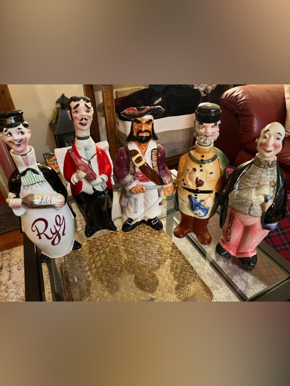 Vintage Ceramic character Decanter Figure set